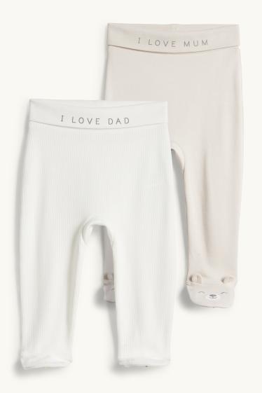 Unisex - Set van 2 - beertje - baby-pyjamabroek - licht beige