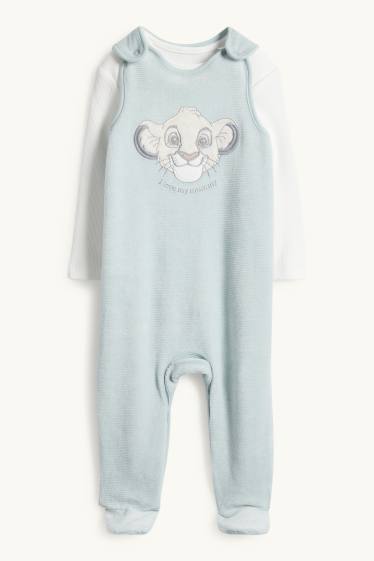 Neonati - Il Re Leone - set con tutina - a coste - 2 pezzi - turchese