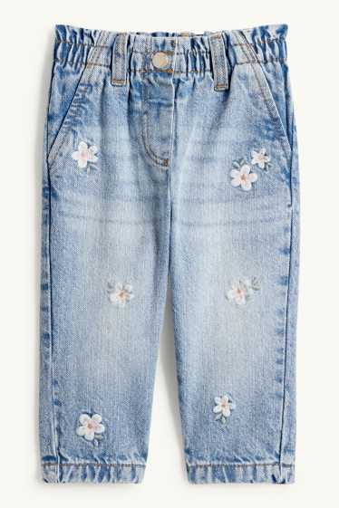 Bébés filles - Petites fleurs - jean bébé - jean bleu clair