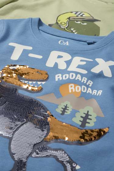 Nen - Paquet de 2 - dinosaure - samarreta de màniga llarga - blau