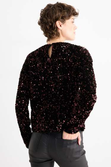 Dona - Samarreta de mànigues llargues de lluentons -regular fit - violeta