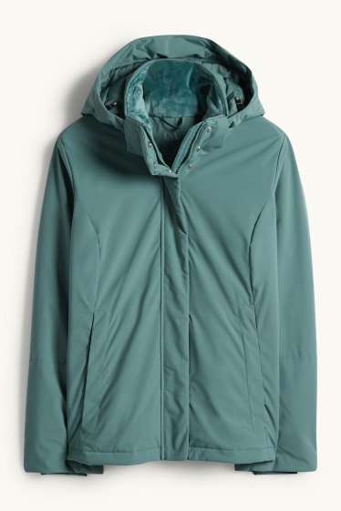 Donna - Giacca con cappuccio - foderata - idrorepellente - verde