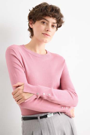 Femei - Pulover din tricot fin - roz