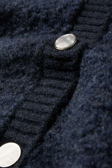 Femei - Cardigan tricotat din bouclé - albastru închis