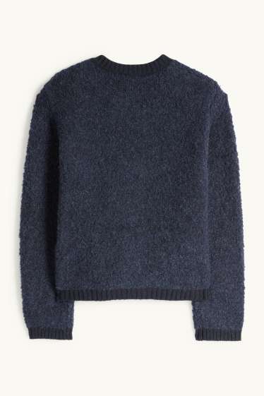 Femei - Cardigan tricotat din bouclé - albastru închis