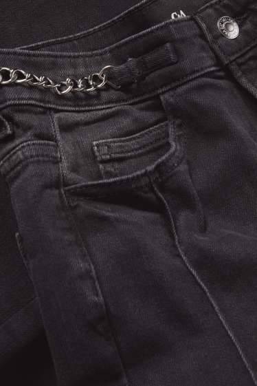 Dames - Flared jeans - high waist - jeansdonkergrijs