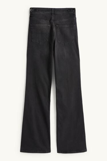 Dames - Flared jeans - high waist - jeansdonkergrijs