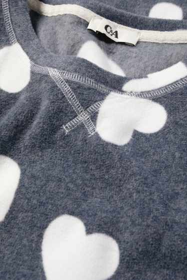 Dames - Fleece pyjama - met patroon - grijs