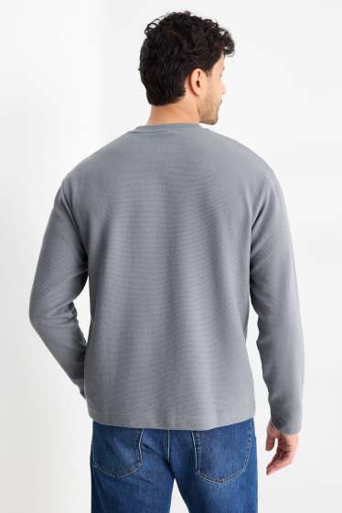 Home - Samarreta de màniga llarga - relaxed fit - acanalada - gris fosc