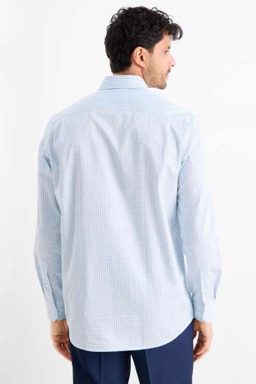 Home - Camisa formal - regular fit - Kent - fàcil de planxar - estampada - blanc / blau clar