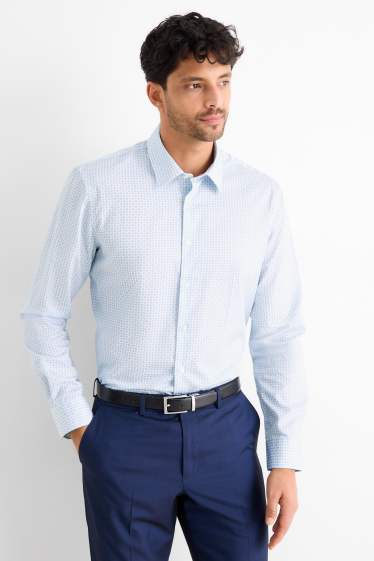 Home - Camisa formal - regular fit - Kent - fàcil de planxar - estampada - blanc / blau clar