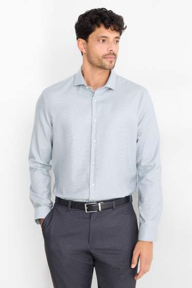 Hommes - Chemise de bureau - slim fit - col cutaway - facile à repasser - bleu clair