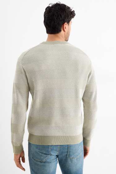 Herren - Pullover - gestreift - strukturiert - mintgrün