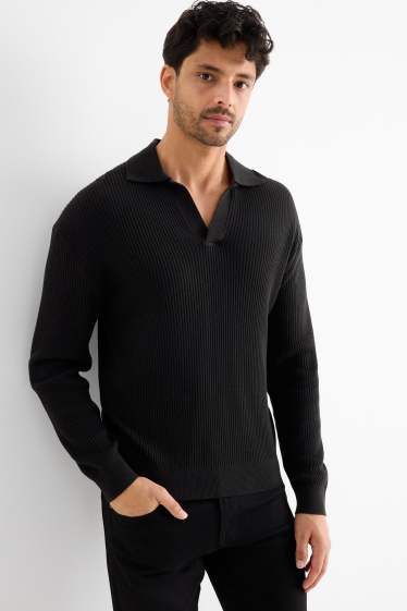 Home - Jersei - de canalé - negre