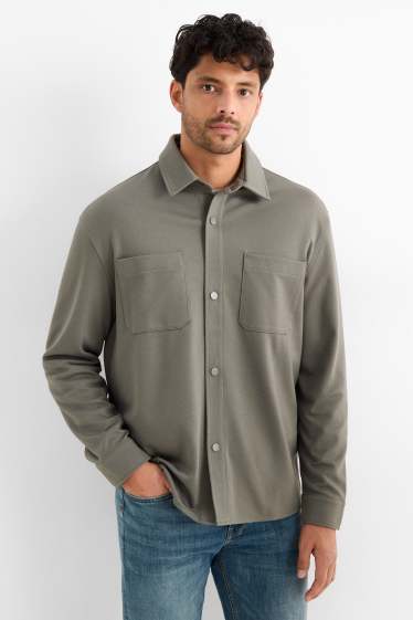 Uomo - Giacca a camicia - relaxed fit - collo all'italiana - verde