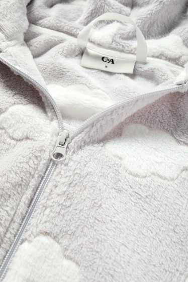 Femmes - Peignoir à capuche - à motif - gris clair
