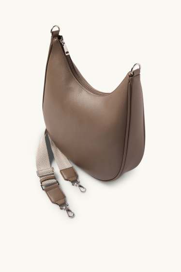 Dames - Schoudertas met afneembare draagriem - imitatieleer - lichtbruin