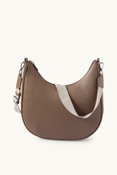 Dames - Schoudertas met afneembare draagriem - imitatieleer - lichtbruin