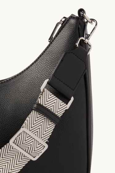Dames - Schoudertas met afneembare draagriem - imitatieleer - zwart