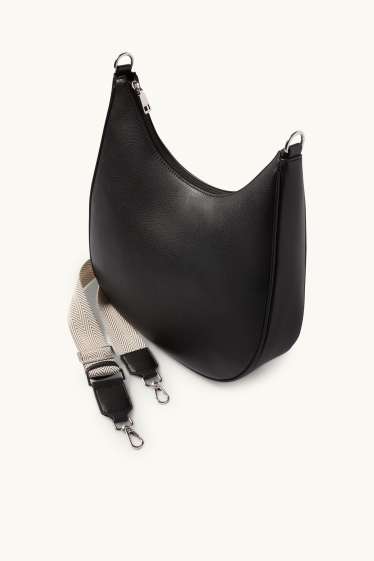 Dames - Schoudertas met afneembare draagriem - imitatieleer - zwart