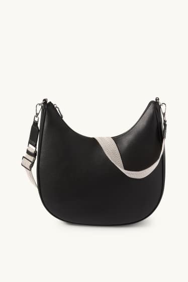 Dames - Schoudertas met afneembare draagriem - imitatieleer - zwart