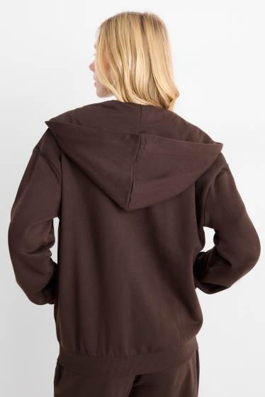 Femmes - Sweat zippé à capuche - marron foncé
