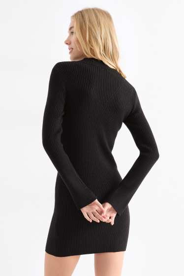 Damen - Bodycon-Kleid - gerippt - schwarz