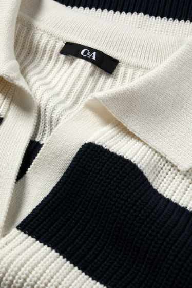 Dona - Jersei amb el coll en punta - acanalat - de ratlles - blanc/negre