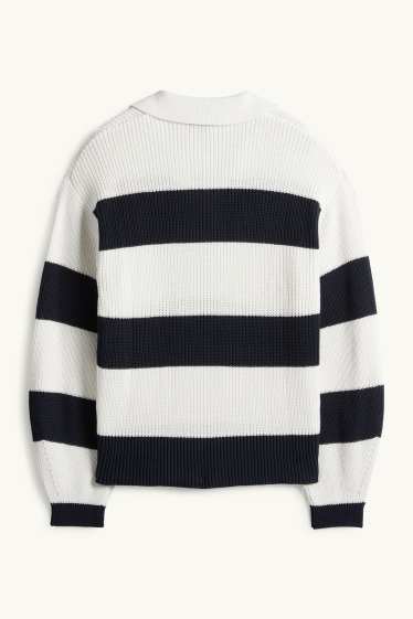 Dona - Jersei amb el coll en punta - acanalat - de ratlles - blanc/negre