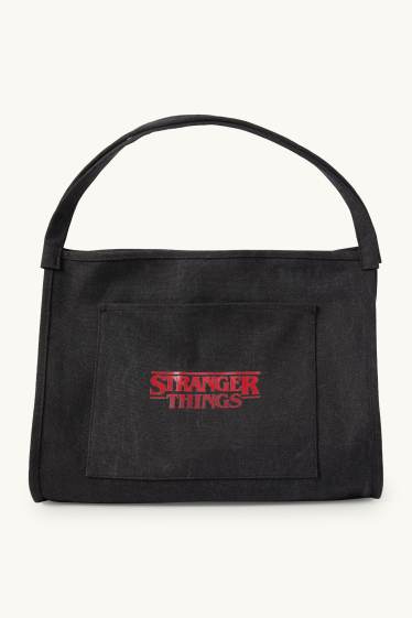 Dámské - Velká kabelka shopper - Stranger Things - černá