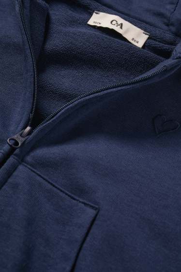 Bambine - Cuore - felpa con zip e cappuccio - blu scuro