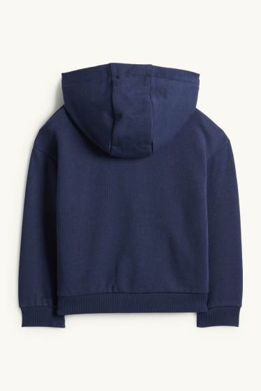 Bambine - Cuore - felpa con zip e cappuccio - blu scuro