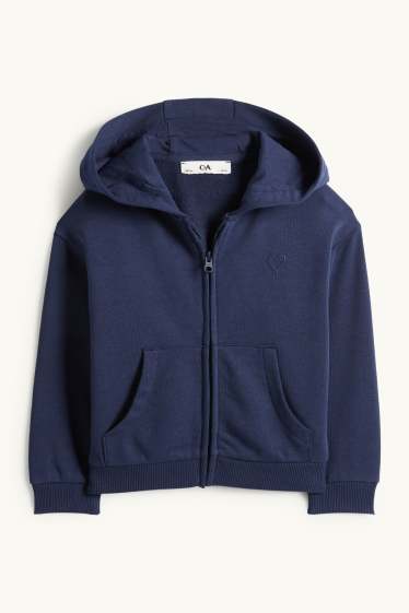 Bambine - Cuore - felpa con zip e cappuccio - blu scuro