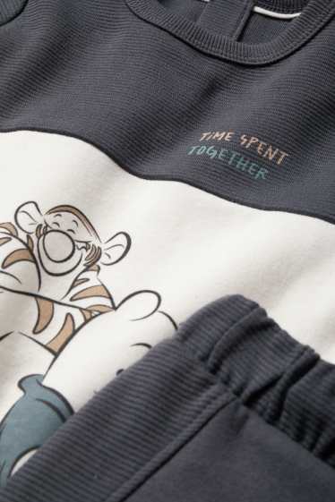 Baby Jungen - Winnie Puuh - Baby-Outfit - gerippt - 2 teilig - dunkelgrau