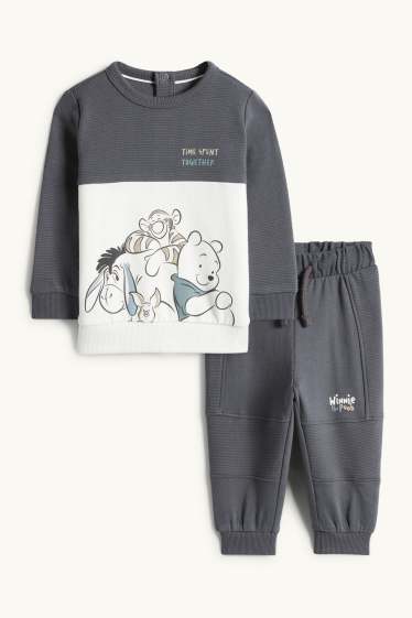Baby Jungen - Winnie Puuh - Baby-Outfit - gerippt - 2 teilig - dunkelgrau