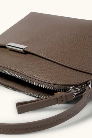 Donna - Borsa a tracolla - similpelle - marrone scuro