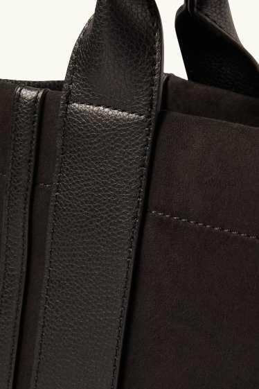 Donna - Shopper piccola con spallaccio staccabile - similpelle - nero