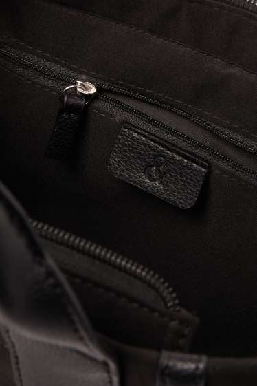 Donna - Shopper piccola con spallaccio staccabile - similpelle - nero