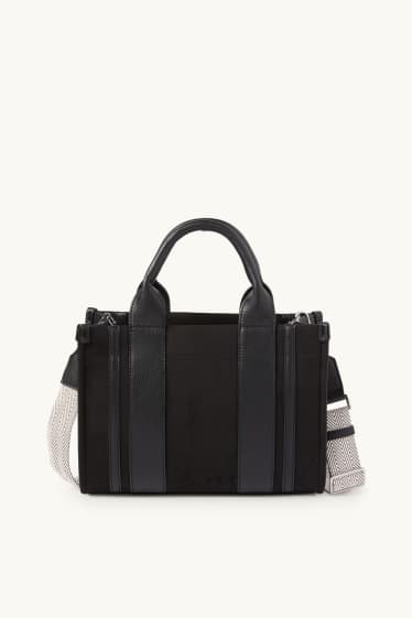 Donna - Shopper piccola con spallaccio staccabile - similpelle - nero