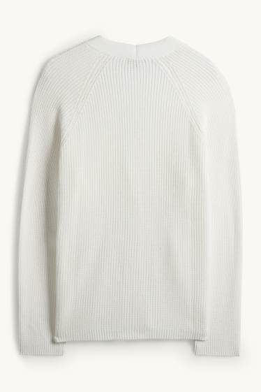 Dames - Gebreid vest - ribstof - wit