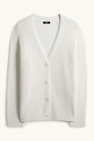 Dames - Gebreid vest - ribstof - wit