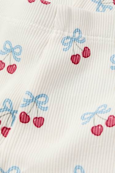 Baby Girls - Cherry - baby leggings - ribbed - cremewhite