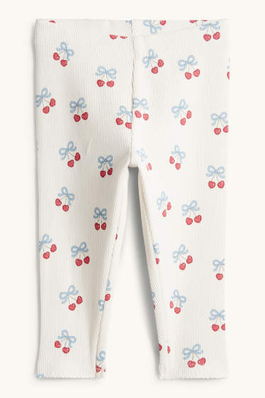 Baby Girls - Cherry - baby leggings - ribbed - cremewhite