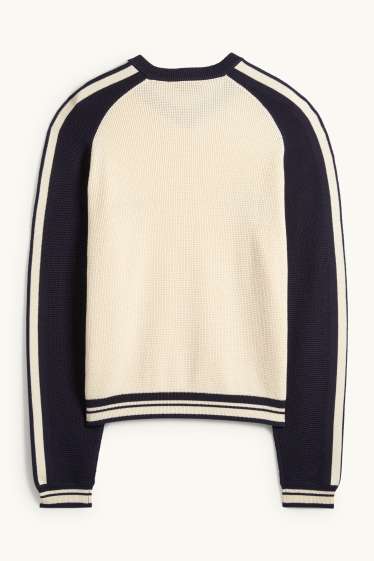 Bărbați - Pulover cu decolteu în V - structurat - negru / nej