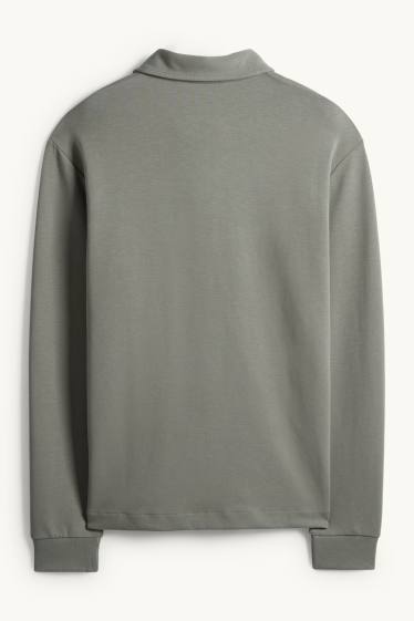 Herren - Langarm-Poloshirt - Regular Fit - khaki