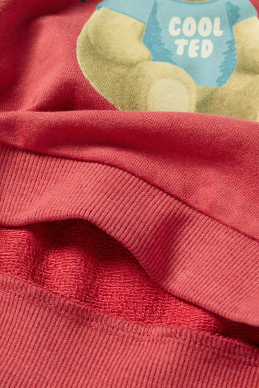 Bebeluși - băieți - Ursuleț de pluș - bluză de molton bebeluși - roșu