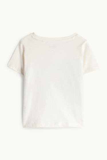 Kinderen: meisjes - Lilo & Stitch - T-shirt - glanseffect - crèmekleurig