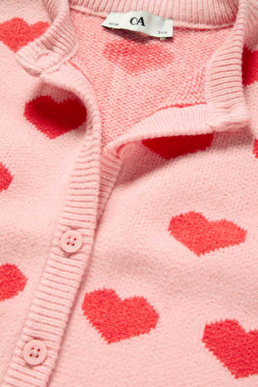 Enfants filles - Cœurs - gilet de maille - rose