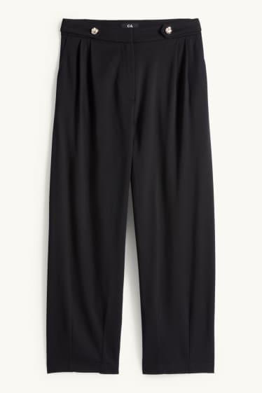 Damen - Jersey-Hose - High Waist - Barrel Leg - schwarz