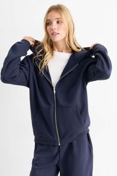 Donna - Felpa con zip e cappuccio - blu scuro